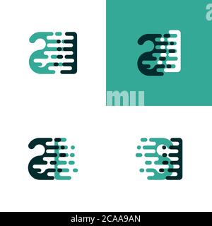 SI letters logo with accent speed in light green and dark green Stock Vector