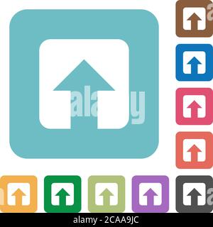 Upload white flat icons on color rounded square backgrounds Stock Vector