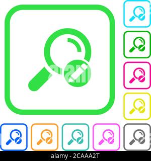 Edit search terms vivid colored flat icons in curved borders on white background Stock Vector