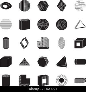 icon set of ellipses and geometric shapes over white background, line ...