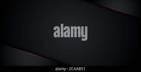 Abstract black metallic with red shiny light layout modern technology design template background. Vector illustration Stock Vector