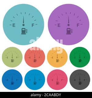 Fuel indicator darker flat icons on color round background Stock Vector