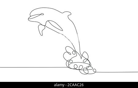 Line style dolphin illustration continuous line drawing Stock Vector
