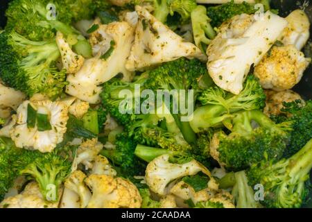 Delicious grilled broccoli and cauliflower Stock Photo