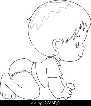 pretty crawling baby kid isolated on white background Stock Vector