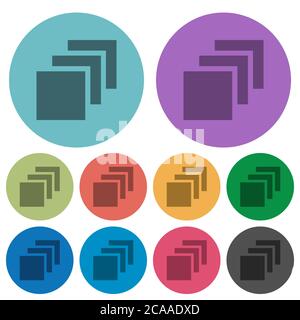 Multiple canvases darker flat icons on color round background Stock Vector