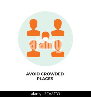No crowd. Prohibition sign for quarantine. Public access restriction. Avoid crowded places Stock Vector