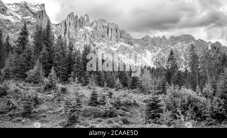 Winter meets Summer in the Dolomites Stock Photo