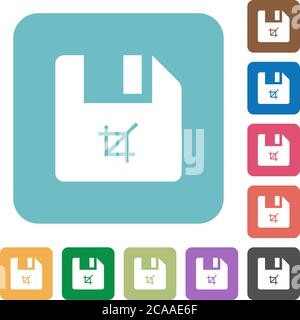 Truncate file white flat icons on color rounded square backgrounds Stock Vector