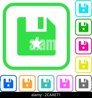 Marked file vivid colored flat icons in curved borders on white background Stock Vector