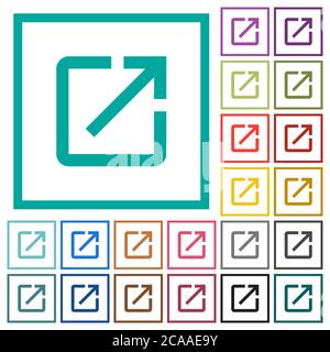 Launch application flat color icons with quadrant frames on white background Stock Vector