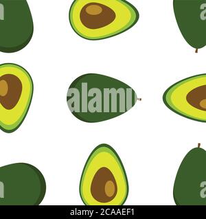 Seamless pattern with avocado. Tropical abstract background. Avocado the white background. Vector Stock Vector