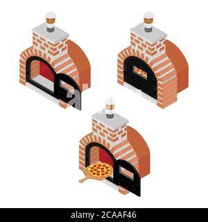 Italian pizza on wooden board cooked in oven. Salami pizza for restaurants, pizzerias Stock Vector
