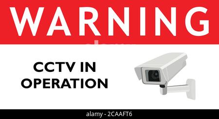 Warning cctv in operation red sign Stock Vector