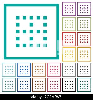 No borders flat color icons with quadrant frames on white background Stock Vector