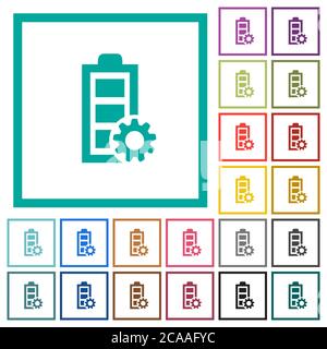 Power management flat color icons with quadrant frames on white background Stock Vector
