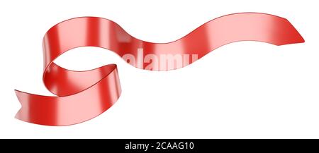 Long curly gift ribbon for your design. 3d illustration isolated over white background. Stock Photo
