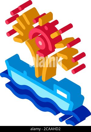 firework sparkle on boat isometric icon vector illustration Stock Vector