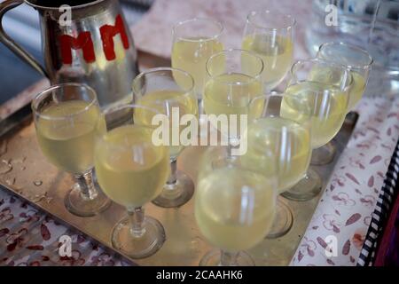 Wedding Event Catering Style Juices Recipe. Indian Welcome Drink  Fresh juice . Stock Photo