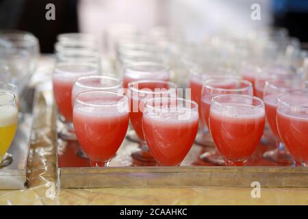 Wedding Event Catering Style Juices Recipe. Indian Welcome Drink  Fresh juice . Stock Photo