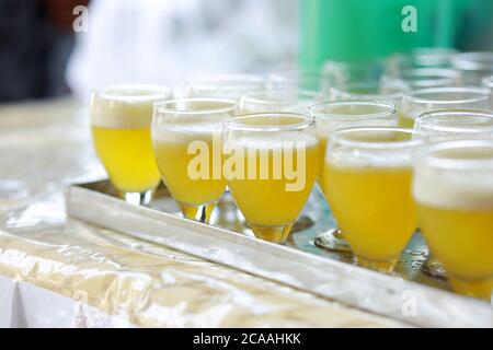 Wedding Event Catering Style Juices Recipe. Indian Welcome Drink  Fresh juice . Stock Photo