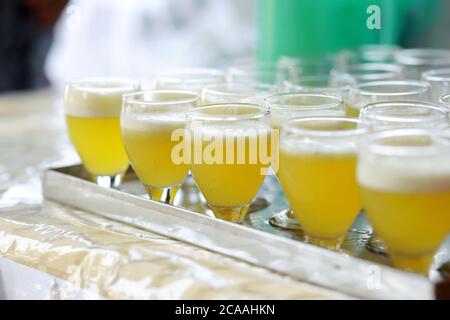 Wedding Event Catering Style Juices Recipe. Indian Welcome Drink  Fresh juice . Stock Photo