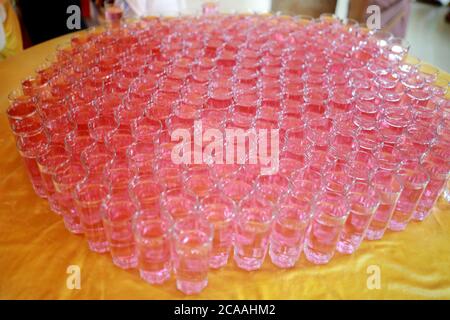 Wedding Event Catering Style Juices Recipe. Indian Welcome Drink  Fresh juice . Stock Photo