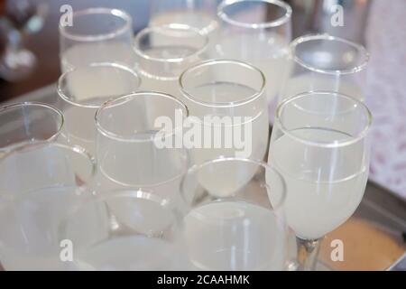 Wedding Event Catering Style Juices Recipe. Indian Welcome Drink  Fresh juice . Stock Photo