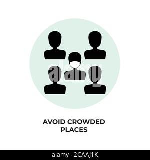 No crowd. Prohibition sign for quarantine. Public access restriction. Avoid crowded places Stock Vector
