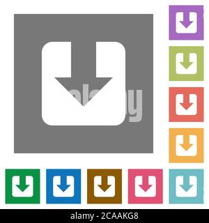 Download flat icons on simple color square backgrounds Stock Vector