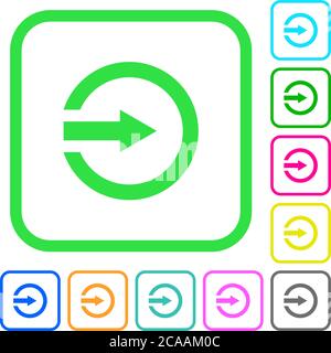 Import vivid colored flat icons in curved borders on white background Stock Vector