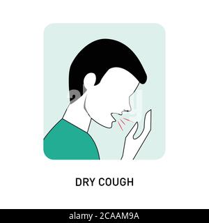 man coughing, Sick man having dry cough, illustration of a cough man, Male person with asthma, Man covering cough with hand. symptom of  coronavirus Stock Vector