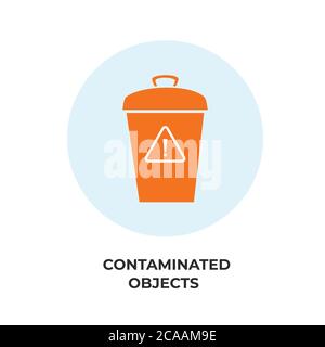 contamineted object sign, Trash bin vector, garbage can, isolated on white background Stock Vector