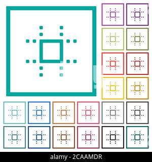 Snap to grid flat color icons with quadrant frames on white background Stock Vector