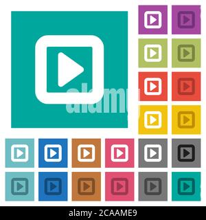 Toggle right multi colored flat icons on plain square backgrounds. Included white and darker icon variations for hover or active effects. Stock Vector