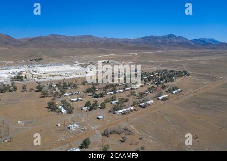 EMPIRE, NEVADA, UNITED STATES - Jul 04, 2020: A photo of Empire Mining Company's gypsum mine and company town property in the town of Empire. Stock Photo