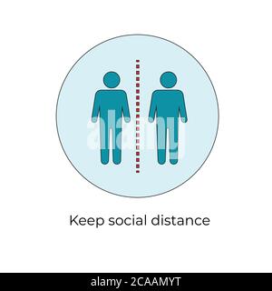 Social Distancing sign. Keep social distance. Keep the 1 meter distance. Vector illustration. Preventive measures. social isolation and self quarantin Stock Vector