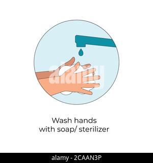Wash Your Hands Sign Notice Self-Adhesive poster. Personal hygiene healthcare. hand disinfection Antibacterial washing. Virus prevention. Hand washing Stock Vector