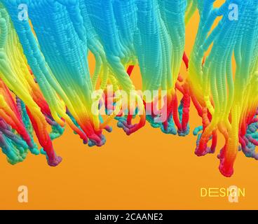 Array with dynamic emitted particles.  Abstract background. 3d vector illustration. Stock Vector