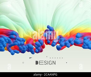 Array with dynamic emitted particles.  Abstract background. 3d vector illustration. Stock Vector