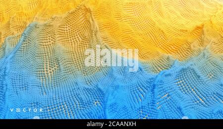 Pattern with stormy waves. Abstract background with dynamic particles. Texture. 3d vector Illustration. Stock Vector