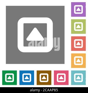 Toggle up flat icons on simple color square backgrounds Stock Vector