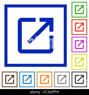 Launch application flat color icons in square frames on white background Stock Vector