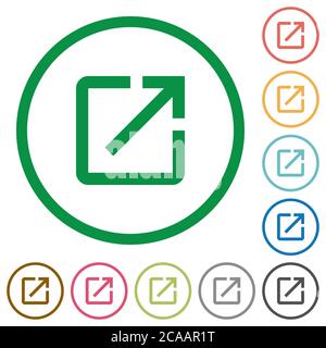 Open in new window flat color icons in round outlines on white background Stock Vector