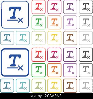 Clear text format color flat icons in rounded square frames. Thin and thick versions included. Stock Vector