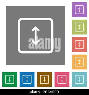 Adjust object height flat icons on simple color square backgrounds Stock Vector