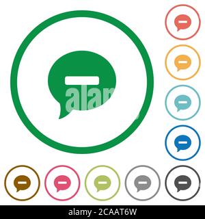 Delete comment flat color icons in round outlines on white background Stock Vector