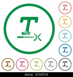 Clear text format flat color icons in round outlines on white background Stock Vector