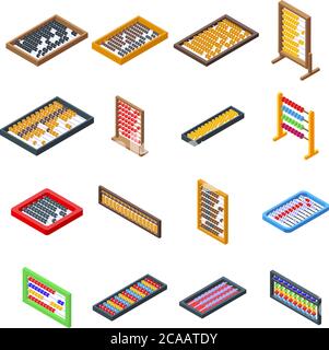 Abacus icons set, isometric style Stock Vector