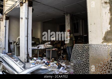 Beirut destruction caused by port of Beirut explosion, August 4,2020 ...